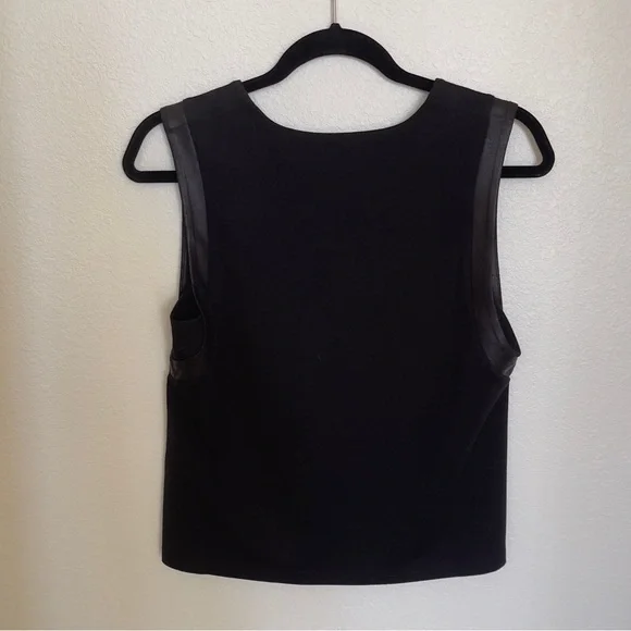 Halogen Faux Leather Black Media Sleeveless Top Size Small - Picture 4 of 8